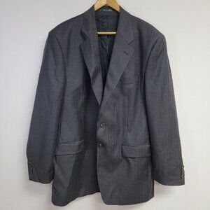 Lauren Ralph Lauren Mens Grey White Pinstripe Wool Blazer Jacket 42L Sport Coat